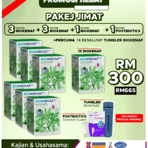 Pakej Jimat (7 Kotak Biokenaf) + FREE Postbiotic + FREE Tumbler